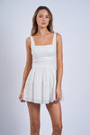 South Beach Lace trim White Mini Dress