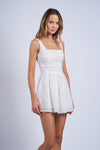 South Beach Lace trim White Mini Dress