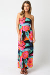 Gia Abstract Flower Pink Maxi Dress
