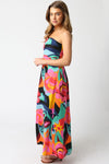 Gia Abstract Flower Pink Maxi Dress