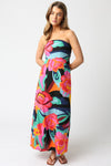 Gia Abstract Flower Pink Maxi Dress