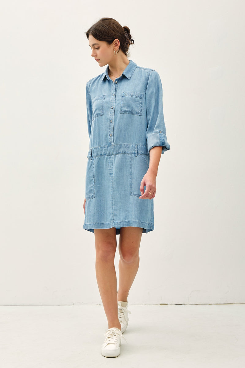 Goldie Tencel Denim Drop Waist Dress More Washes