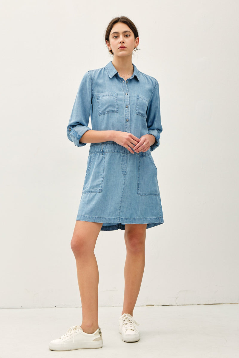 Goldie Tencel Denim Drop Waist Dress More Washes