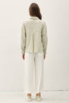 Sun and Stone Striped Button Down Top in Sage