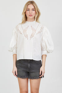Boho Lace Puff Sleeve Top