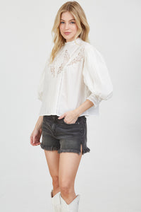 Boho Lace Puff Sleeve Top