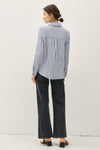 Gauze Striped Button Down in Blue