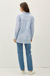 Hampton Pinstripe Linen Blend Button Down in Blue