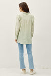 Hampton Pinstripe Linen Blend Button Down in Green