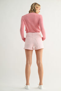 Pink Stripe Utility Pocket Short