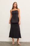 Giana Fluted Taupe Skirt in Black