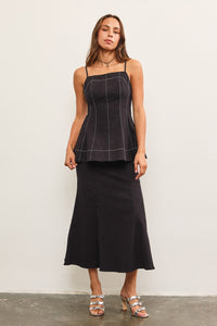 Giana Fluted Taupe Skirt in Black