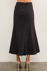 Giana Fluted Taupe Skirt in Black