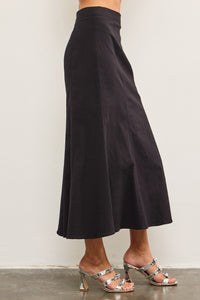 Giana Fluted Taupe Skirt in Black