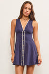Ava Contrast Piping Dress in Mednight