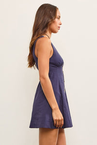 Ava Contrast Piping Dress in Mednight