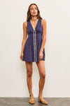 Ava Contrast Piping Dress in Mednight