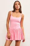 Kira Basque Waist Mini Skort Dress in Pink