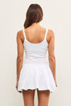 Kira Basque Waist Mini Skort Dress in White