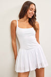 Kira Basque Waist Mini Skort Dress in White