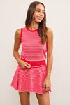 Court Side Red Stripe Tennis Skirt Set