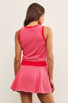 Court Side Red Stripe Tennis Skirt Set