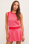 Court Side Red Stripe Tennis Skirt Set