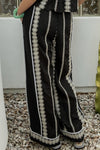 Embroidered Flowy Pant in Black