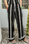 Embroidered Flowy Pant in Black