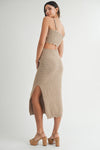 Mocha Crochet Two Piece Skirt and Tube Set