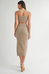 Mocha Crochet Two Piece Skirt and Tube Set