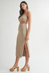 Mocha Crochet Two Piece Skirt and Tube Set