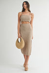 Mocha Crochet Two Piece Skirt and Tube Set