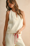 Montauk Stitch Detail Knit Top in Beige