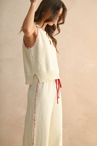 Montauk Stitch Detail Knit Top in Beige