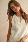Montauk Stitch Detail Knit Top in Beige