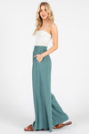 Wide Leg Smocked Waist Pant in Sage