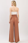 Wide Leg Smocked Waist Pant in Camel