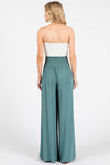 Wide Leg Smocked Waist Pant in Sage