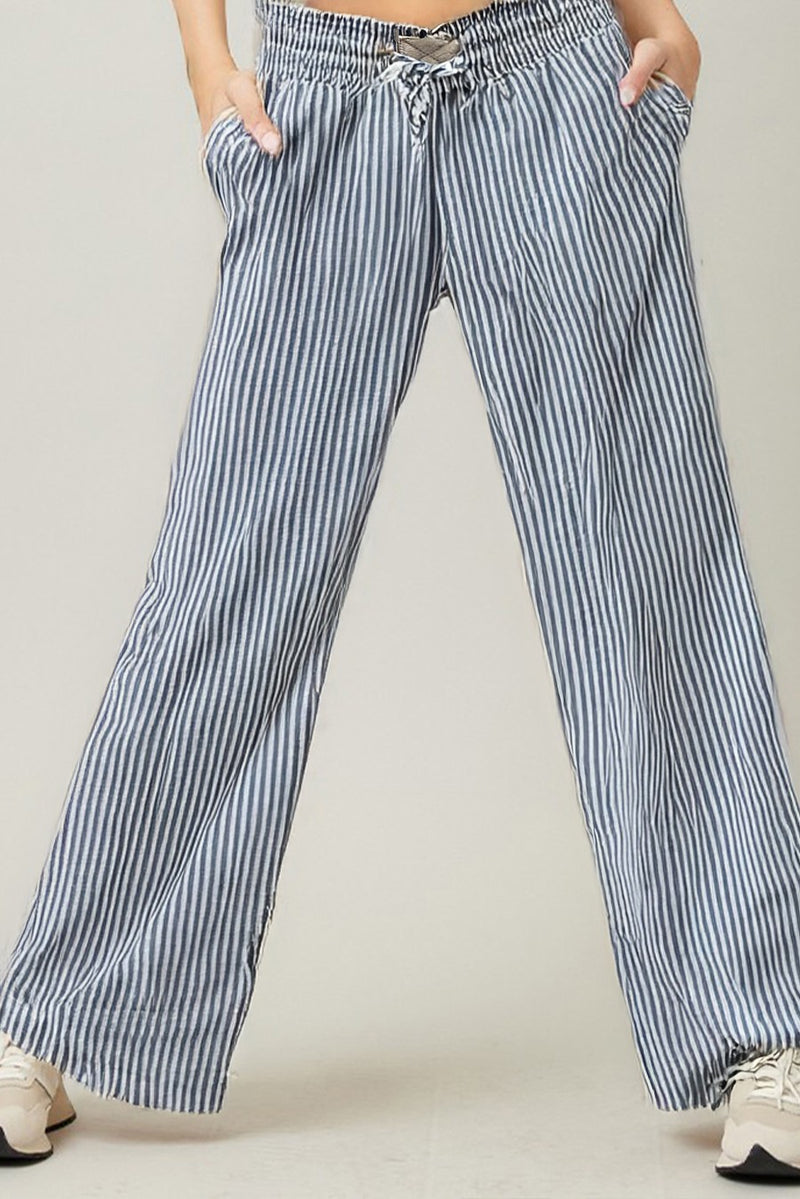 Striped Wide Leg Pants Available in Multiple Colors