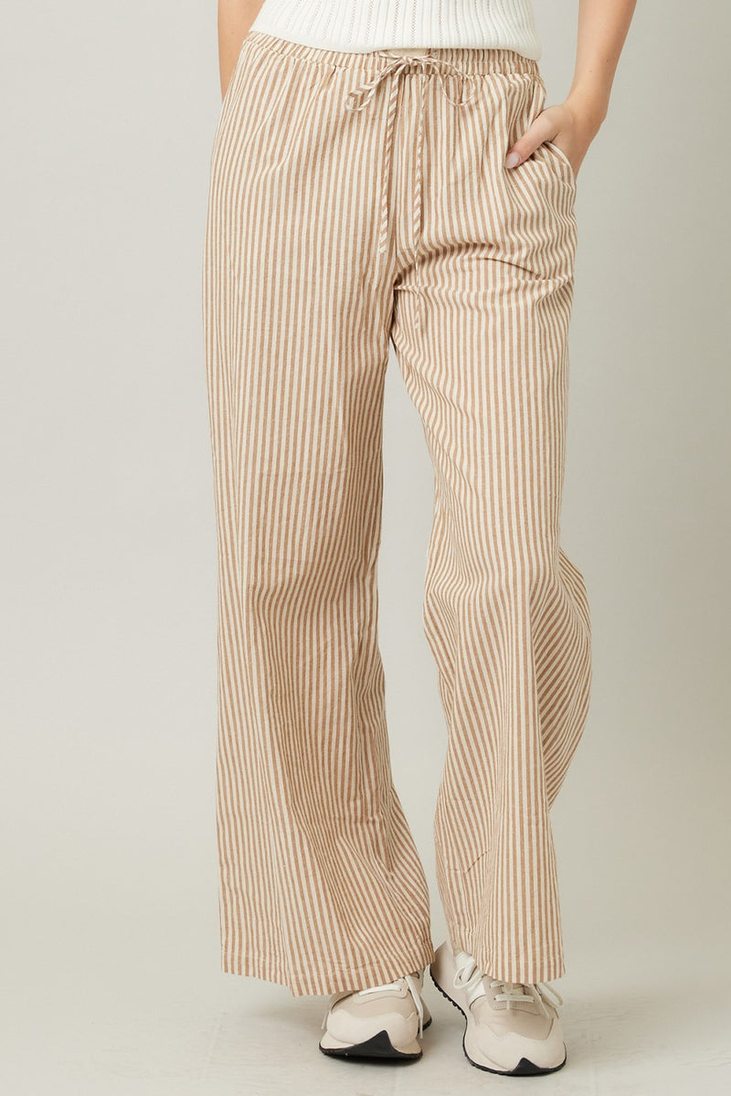 Striped Wide Leg Pants Available in Multiple Colors
