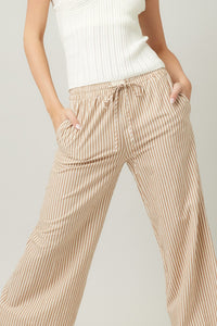 Striped Wide Leg Pants Available in Multiple Colors