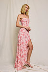 Blushing Blossoms Front Slit Maxi Dress