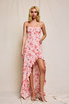 Blushing Blossoms Front Slit Maxi Dress