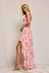 Blushing Blossoms Front Slit Maxi Dress