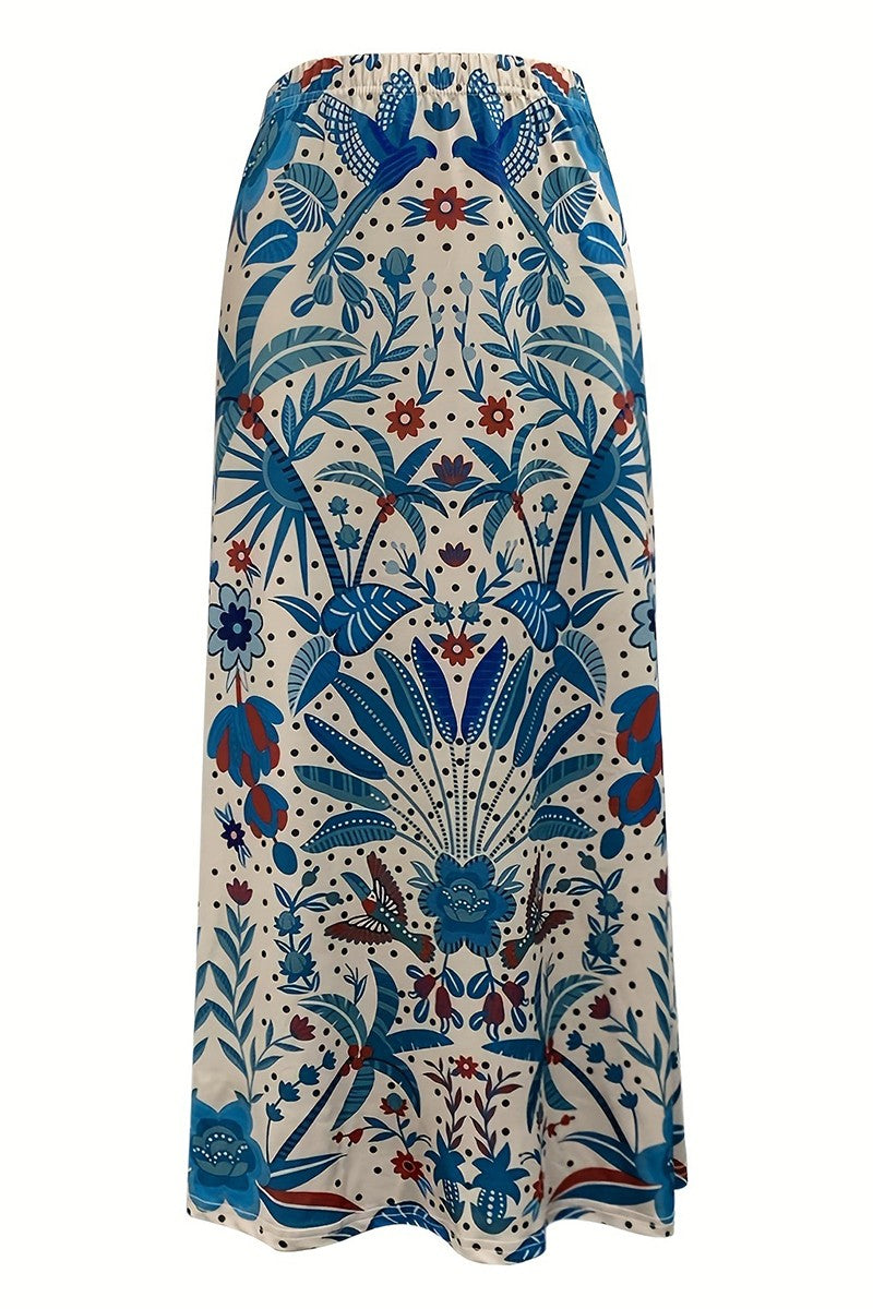 Vacation Ready Midi Skirt in Blue