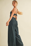 Charlie Deep V Romper in Dark Denim