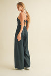 Charlie Deep V Romper in Dark Denim