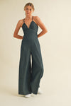 Charlie Deep V Romper in Dark Denim