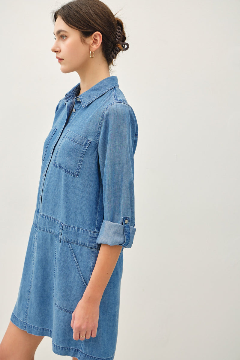 Goldie Tencel Denim Drop Waist Dress More Washes